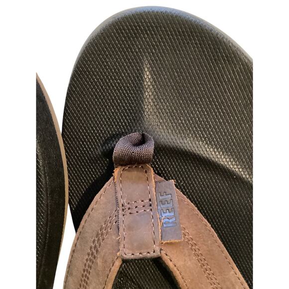 Brand New REEF Brown Leather Flip Flop Men's Sandals SZ 10 - Picture 5 of 5
